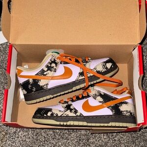 Nike Dunk Sneakers with Orange, purple and Black Accents